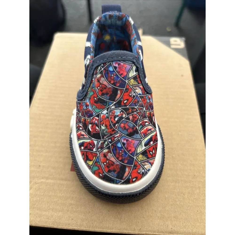 Marvel Spider-Man Slip On Sneakers‎ Size 5C NEW In Box, GROUND UP Blue/Red
